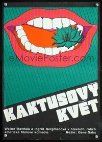 1e139 CACTUS FLOWER Czech movie poster '76 great different mouth artwork by Olga Civrna!