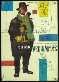1e159 MAGNIFICENT TRAMP Czech movie poster '59 Gilles Grangier, Jean Gabin, great art by Stecker!