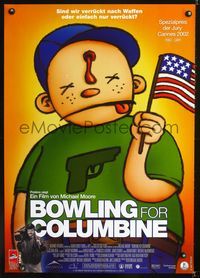 1e213 BOWLING FOR COLUMBINE German movie poster '02 Michael Moore school shooting documentary!