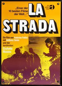 1e243 LA STRADA German movie poster R76 Federico Fellini, Anthony Quinn, The Road!