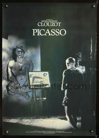 1e259 MYSTERY OF PICASSO German poster R80s Henri-Georges Clouzot, great image of Pablo & his art!