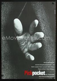 1e265 PICKPOCKET German poster 1966 Robert Bresson, great image of hand in coat by Hans Hillmann!