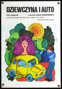 1e455 CAR Polish 23x33 movie poster '74 Hungarian comedy, great artwork by Hanna Bodnar!