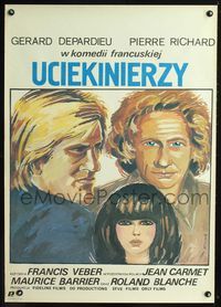 1e529 LES FUGITIFS Polish movie poster 1988 cool art of Gerard Depardieu & stars by Maria Ihnatowicz!