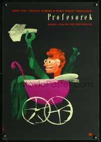 1e497 LITTLE PROFESSOR Polish 23x33 movie poster '61 really wacky artwork by Witold Chmielewski!