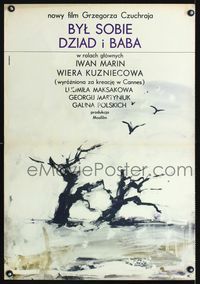 1e520 THERE WAS AN OLD COUPLE Polish 23x33 poster '65 cool art of dead trees by Marek Freudenreich!