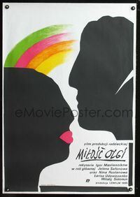 1e546 ZIMNYAYA VISHNYA Polish movie poster '85 great romantic rainbow art by Maria Ihnatowicz!