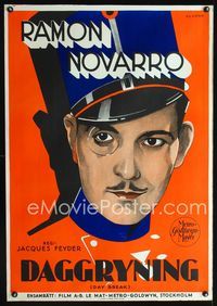 1e010 DAYBREAK Swedish poster '31 great art of soldier Ramon Novarro wearing monocle by Rohman!