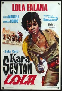 1e060 BLACK TIGRESS Turkish movie poster '67 artwork of super sexy female gunslinger Lola Falana!