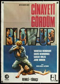 1e061 BLOWUP Turkish movie poster '67 Michelangelo Antonioni, Vanessa Redgrave, cool different art!