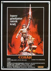 1e080 CONAN THE BARBARIAN Yugoslavian poster '82 artwork of Arnold Schwarzenegger by Renato Casaro!