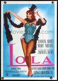 1e105 LOLA Yugoslavian movie poster '61 great art of sexy showgirl Anouk Aimee, Jacques Demy