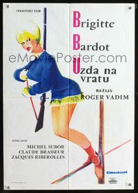 1e116 ONLY FOR LOVE Yugoslavian movie poster '63 different art of sexy Brigitte Bardot skiing!