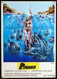 1e119 PIRANHA Yugoslavian movie poster '78 Joe Dante, Roger Corman, great horror art!