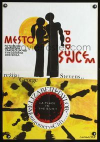 1e120 PLACE IN THE SUN Yugoslavian '67Montgomery Clift, Elizabeth Taylor, cool art by Sasa Nikolic