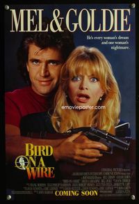 1f174 BIRD ON A WIRE advance special 11x17 poster '90 great close up of Mel Gibson & Goldie Hawn!