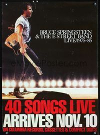 1f017 BRUCE SPRINGSTEEN & THE E-STREET BAND LIVE record album poster '85 c/u on stage with guitar!