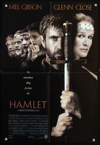 1f183 HAMLET special 14x21 poster '90 Mel Gibson, Glenn Close, William Shakespeare