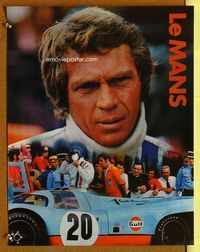 1f187 LE MANS special 17x22 poster '71 great close up image of Gulf race car driver Steve McQueen!