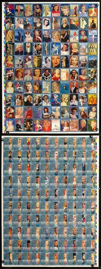 1f047 MARILYN CARDS 27x36 uncut sheet of 100 trading cards '93 Monroe, Gold Signature series!