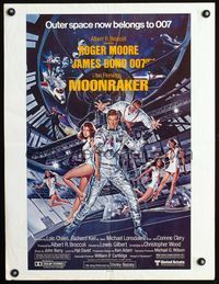 1f137 MOONRAKER special 21x27 poster '79 art of Roger Moore as James Bond & sexy girls in space!