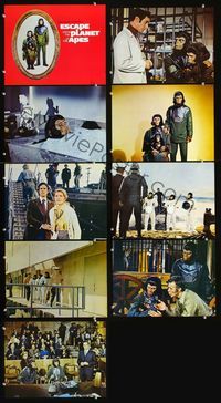 1g048 ESCAPE FROM THE PLANET OF THE APES 9 color 11x14 stills'71 Baby Milo has Washington terrified!