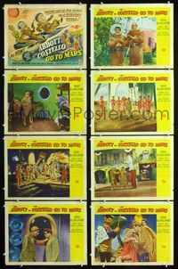 1g082 ABBOTT & COSTELLO GO TO MARS 8 movie lobby cards '53 astronauts Bud & Lou go to outer space!