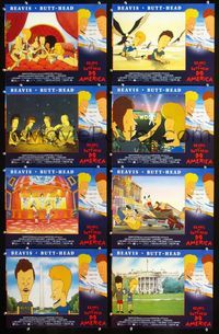 1g124 BEAVIS & BUTT-HEAD DO AMERICA 8 int'l movie lobby cards '96 Mike Judge MTV cartoon!