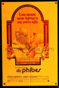 1i019 ABOMINABLE DR. PHIBES dayglo 1sh '71 Vincent Price, love means never having to say you're ugly