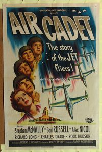 1i027 AIR CADET one-sheet poster '51 the story of U.S. Air Force jet pilots, cool airplane art!