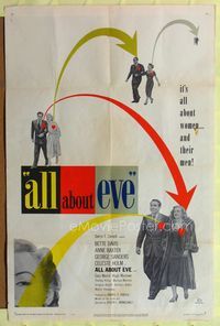 1i028 ALL ABOUT EVE one-sheet poster '50 Bette Davis & Anne Baxter classic, Marilyn Monroe shown!