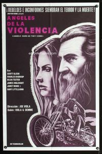 1i040 ANGELS HARD AS THEY COME Spanish/U.S. 1sheet '71 cool artwork of biker on his motorcycle & his babe!