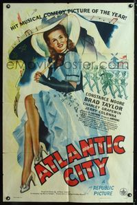 1i049 ATLANTIC CITY one-sheet movie poster '44 sexy art of Constance Moore showing her legs!