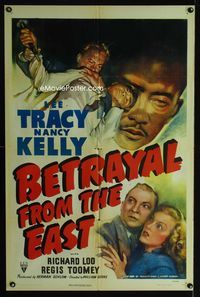 1i067 BETRAYAL FROM THE EAST one-sheet poster '44 Lee Tracy & Nancy Kelly spy in Asia, cool artwork!