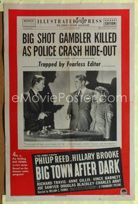 1i074 BIG TOWN AFTER DARK one-sheet poster '47 big shot gambler killed as police crash hide-out!