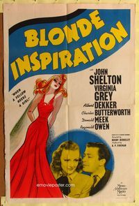 1i081 BLONDE INSPIRATION one-sheet movie poster '41 Busby Berkeley, sexy artwork of Virginia Grey!