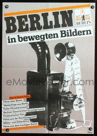 1k002 BERLIN IN BEWEGTEN BILDERN East German poster '87 great image of vintage film projector by Schulz!