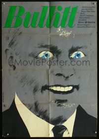 1k001 BULLITT East German movie poster '69 completely different guns in eyes artwork by Segner!