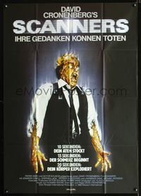 1k019 SCANNERS German 33x47 movie poster '81 David Cronenberg, in 20 seconds your head explodes!