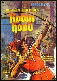 1k035 ADVENTURES OF ROBIN HOOD German R70s completely different art of Flynn as Robin Hood by Kede