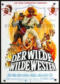 1k053 BLAZING SADDLES German poster '74 classic Mel Brooks western, great different art by Stevers!