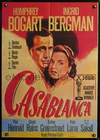 1k063 CASABLANCA German movie poster R88 romantic close up art of Humphrey Bogart & Ingrid Bergman!