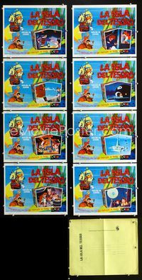 1k420 TREASURE ISLAND 8 Mexican lobby cards '70s Japanese anime cartoon version of Treasure Island!
