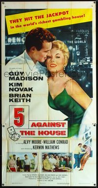 1m221 5 AGAINST THE HOUSE three-sheet '55 great art of supuer sexy Kim Novak gambling in Reno!