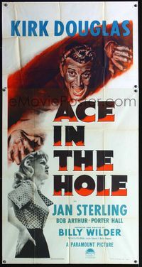 1m224 ACE IN THE HOLE 3sheet '51 Billy Wilder, different artwork of Kirk Douglas & Jan Sterling!