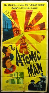 1m237 ATOMIC MAN 3sheet '56 wacky image of the man they called the Human Bomb, plus Faith Domergue!