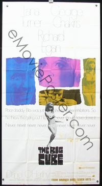 1m255 BIG CUBE three-sheet movie poster '69 super sexy Karin Mossberg, Lana Turner, George Chakiris