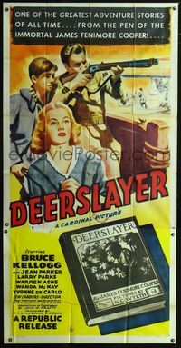 1m322 DEERSLAYER three-sheet movie poster '43 from James Fenimore Cooper's novel, cool artwork!