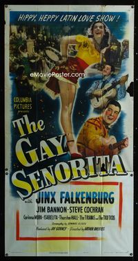 1m380 GAY SENORITA 3sheet '45 great image of sexy Jinx Falkenburg in hippy heppy Latin love show!