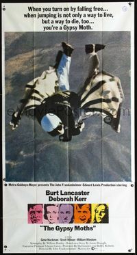 1m398 GYPSY MOTHS three-sheet poster '69 Burt Lancaster, John Frankenheimer, cool sky diving image!